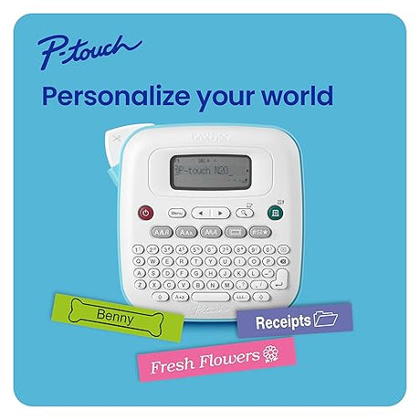 Brother P-Touch PT-N20 Personal Desktop Label Maker, Portable, Handheld and Prints on P-Touch Btag ~½” (12mm) Wide Color Label Tapes, Personalize Labels