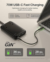 Belkin GaN Charging Station 70W, 6-in-1 USB C Charger w/ 2X AC Outlets, 2X USB A Ports, Integrated USB C Cable - Power Strip for iPhone, Apple Watch, iPad, MacBook, Chromebook, Galaxy, Pixel, & More 70W, 2 AC Outlet w/ Integrated Cable