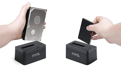 Plugable USB 3.1 Gen 2 10Gbps SATA Upright Hard Drive Dock and SSD Dock - Driverless - Includes USB-C & USB 3.0 Cables, Supports 10TB+ Drives