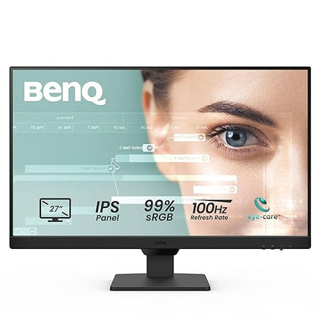 BenQ GW2790 Computer Monitor 27 FHD 1920x1080p IPS 100 Hz Eye-Care Tech Low Blue Light Anti-Glare Adaptive Brightness Tilt Screen Built-in Speakers DisplayPort HDMI VGA