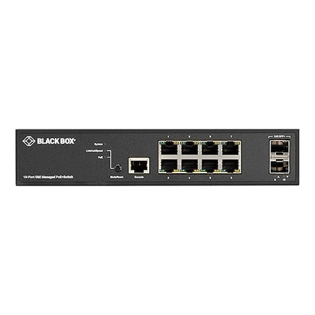 Black Box Network - LPB3010A LPB3000 Ethernet Switch - 8 Ports - Manageable - TAA Compliant - 2 Layer Supported - Modular - Optical Fiber, Twisted Pair - PoE Ports - Wall Mountable - 1