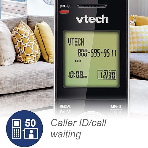 VTech DECT 6.0 Single Handset Cordless Phone with CID, Backlit Keypad and Screen, Full Duplex Handset Speakerphone, and Call Block Silver/Black - CS6919