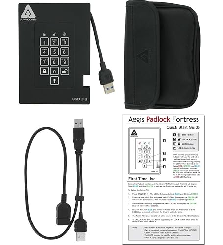 Apricorn Aegis Fortress FIPS 256 GB 140-2 Level 2 Validated 256-Bit Encrypted USB 3 External SSD (A25-3PL256-S256F)