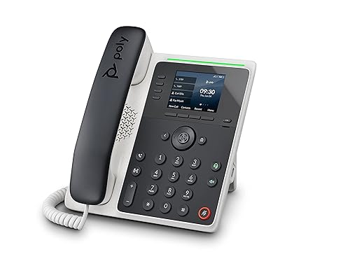Poly Edge E220 IP Desk Phone (Plantronics + Polycom) – Designed for Common Areas – 4-line Keys for up to 16 Lines – Integrated Bluetooth for Mobile Phone & Headset Pairing – New Accessibility Options