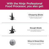 Ninja Professional Plus Food Processor 850-Watts With Auto-iQ Preset Programs Chop Puree Dough Slice Shred With a 9-Cup Capacity and a Silver Stainless Finish (BN600C) - Canadian Version