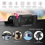 Aluratek 2K Ultra HD Webcam with Auto Focus (AWC2KF), Black