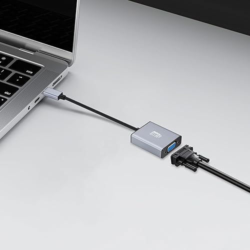 Adesso USB C to VGA Adapter, Aluminum, Thunderbolt 3/4 to VGA Adapter Compatible with iPhone 15 Pro/Max, MacBook Pro/Air 2023, iPad Pro, iMac, S23, XPS 17, Surface Book, and More