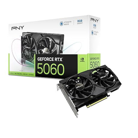PNY Graphics Card GEFORCE RTX™ 5060 8GB Dual Fan DLSS 4 RTX 5060 LED