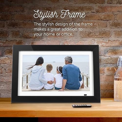 Aluratek 14” LCD Digital Photo Frame with 4GB Built-in Memory with Remote, USB SD/SDHC Support, w/White Matting, 1366 x 768, 16:9 (ADMPF214FB) Black 14 Black