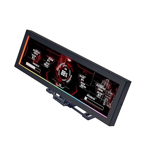 Lian Li 8.8 Universal Screen for PC - Adjustable Mounting for Any Computer Setup - Customizable ARGB Frame - PC Temperature Display Panel - LCD Screen Display - Mini Monitor - SM088X (US88 v1 Black)