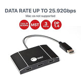 SIIG 3 Port DisplayPort 1.4 to HDMI MST Hub 4K - 1x3 DP 1.4 to HDMI Multi Monitor Splitter and Adapter - for Windows PCs and Laptops (NOT for Mac OS) CE-DP0Q11-S1
