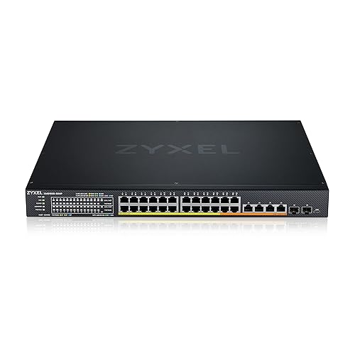 Zyxel 24-Port PoE Multi-Gigabit Ethernet Switch | Smart-L2+ Managed | 20x PoE+ | 8X PoE++ @700W | 2X 10G RJ45 | 2X 10G SFP+ | Nebula Cloud Optional| Rackmount [XMG1930-30HP] 24-Port | Smart Managed | PoE++