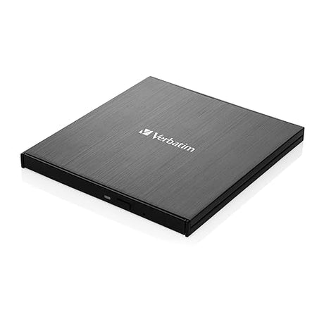 Verbatim Ultra HD 4K CD DVD Blu-ray Writer USB 3.2 GEN 1 USB-C Connectivity Slim Brushed Metal Enclosure Compatible with Mac and PC with Free 25GB Verbatim Blu-ray disc