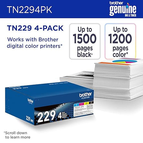 Brother Genuine TN2294PK Standard Yield Black, Cyan, Magenta and Yellow Toner Cartridges