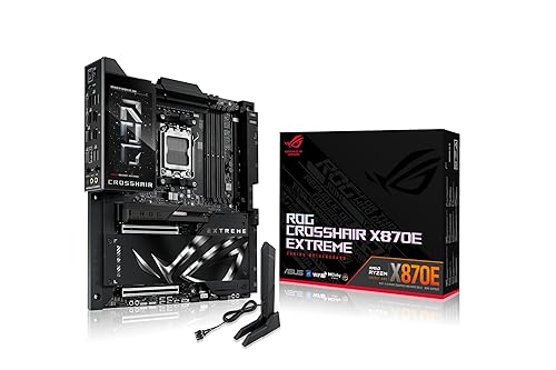 ASUS ROG Crosshair X870E Extreme AMD X870E AM5 E-ATX Gaming Motherboard – 20+2+2 Power Stages, DDR5, PCIe 5.0, 5X M.2, 5G & 10G LAN, Wi-Fi 7, USB4 Type-C, 5” LCD, AI Overclocking & Networking