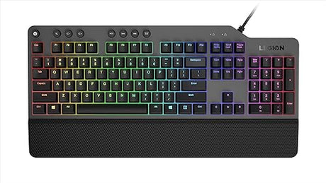 Lenovo GY40T26478 Legion K500 RGB Mechanical Gaming Keyboard, 3 ZONE Full-size Keyboard, 7 user Programmable Hot Keys; 16.8 Million Colors, 50 Million-Click Red Mechanical Keys, Detachable Palm Rest