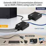 SIIG 4-Port USB 2.0 Extender 492ft Over Cat6/ 7 Cable, Cat5e Cable up to 330ft, Plug and Play, High Speed Transfer, for PC, Surveillance, Video Conference, Gaming (JU-EX0411-S1)