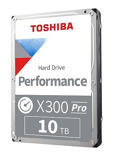 Toshiba X300 PRO 10TB High Workload Performance for Creative Professionals 3.5-Inch Internal Hard Drive – Up to 300 TB/Year Workload Rate CMR SATA 6 GB/s 7200 RPM 512 MB Cache - HDWR71AXZSTB