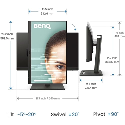 BenQ GW2490T Computer Monitor 24 100Hz FHD 1920x1080p | IPS | Eye-Care Tech | Low Blue Light | Anti-Glare | Adaptive Brightness | Height and Tilt Adjustable | Built-in Speakers | DisplayPort | HDMI
