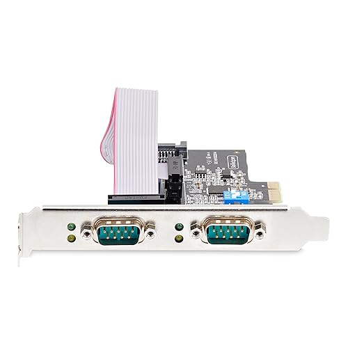 StarTech.com 2-Port Serial PCIe Card, Dual-Port PCI Express to RS232/RS422/RS485 DB9 Serial Card, Standard/Low-Profile Brackets, 16C1050 UART, ESD Protection, Windows/Linux (2S232422485-PC-CARD)