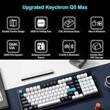 Keychron Q5 Max QMK/VIA Programmable Wireless Metal Custom Mechanical Keyboard, Tri-Mode BT5.1/2.4GHz/USB-C Hot Swappable RGB Backlit PBT Gaming Keyboards, Red Switches, 89 Keys Carbon Black+Gateron Jupiter Red Switch