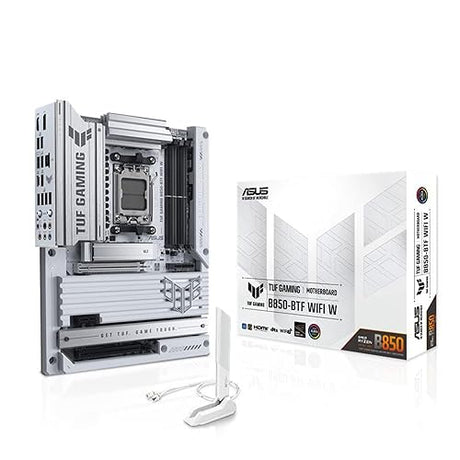 ASUS TUF Gaming B850-BTF WiFi W AMD B850 ATX Motherboard,Hidden-Connector Design, 14+2+1 80A DrMOS Power Stages, DDR5, PCIe 5.0 Ready, 3X M.2, Wi-Fi 7, 2.5Gb LAN, DP, HDMI™, USB 20Gbps Type-C ATX|BTF|White TUF B850-BTF|M.2 x3|WiFi 7