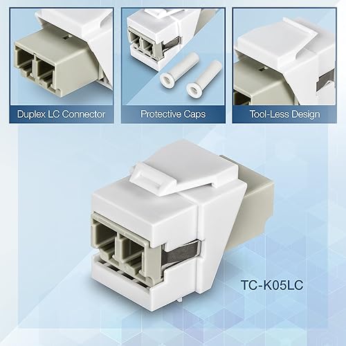 TRENDnet LC Duplex Fiber Optic Keystone Coupler Jacks– 5-Pack, TC-K05LC, Single-Mode & Multi-Mode Fiber Compatible, Use TC-KP24SA Shielded Blank Keystone Patch Panel (Sold Separately) LC Duplex 5 Pack