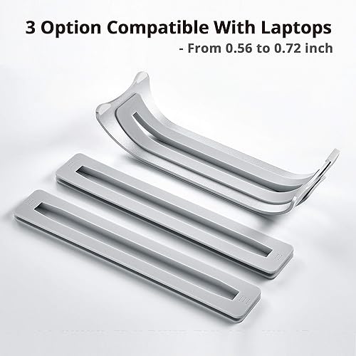 SIIG Aluminum Vertical Laptop Stand Holder, Desk Space Saving, Three Rubber Sizes 0.56, 0.64 & 0.72, Fits MacBook Pro, and Other Laptops to Organize Work & Home Office (CE-MT2R12-S2)