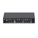 StarTech.com 2-Port Dual-Monitor DisplayPort KVM Switch, RS232 Serial Control, 4K 60Hz, 2X USB 5Gbps Hub Ports, 2X USB 2.0 HID Ports, Hotkey/Pushbutton Switching, TAA Compliant (P2DD46A22-KVM-SWITCH)