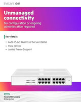 HPE Networking Instant On Switch Series 1430 16-Port Gb Unmanaged Layer 2 Ethernet Switch | 16x 1G | Fan-Less | US Cord (R8R47A#ABA) 16G