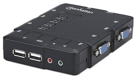 Manhattan 4-Port Compact KVM Switch USB Audio with Cables (151269)
