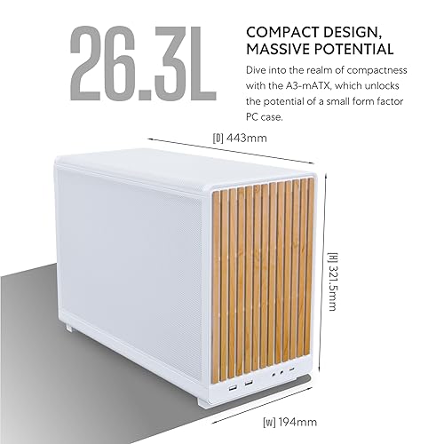 Lian Li A3-mATX-WD-26.3L Micro Form Factor Chassis-No Fans Included-Supports 360mm AIO-Modularity Design-for M-ATX, ITX Motherboard-DAN Cases Collaboration-Wood Front Panel-White (A3W-WD) A3 (Wood Front Panel-White)