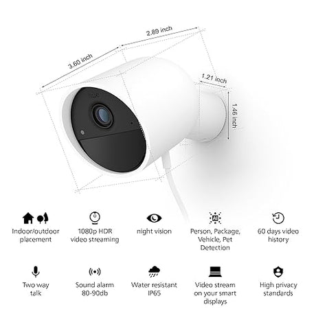 Philips Hue Secure Wired Smart Home Security Camera, White - 2 Pack - 1080P HD Video - Night Vision - Motion Detection - Two-Way Talk - Indoor/Outdoor - Weatherproof - Works with Hue App