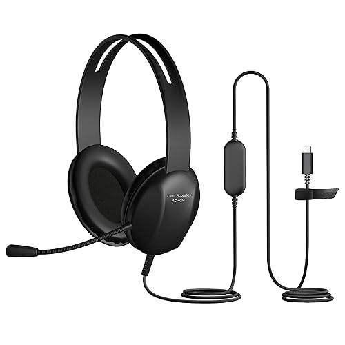 Cyber Acoustics USB-C Stereo Headset (AC-4014) for PCs, Chromebooks, and Other USB-C Devices, Durable and Reliable, Ideal for K-12 Classrooms or Home, Made with 60 Percent Recycled Plastic 1 Unit - USBC