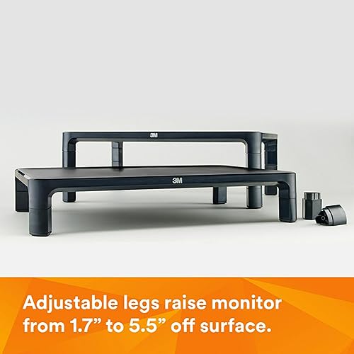 3M Adjustable Monitor Stand Riser, Holds Up to 20lbs, 13.6 Between Legs, Adjust Height from 1.7 to 5.5 MS85B