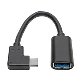 Tripp Lite USB C to USB-A Cable Right Angle 3.1 5 Gbps Type C M/F (U428-06N-F-CRA)