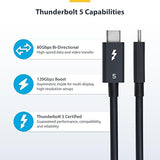 StarTech.com 2.6ft (80cm) Thunderbolt 5 Cable, 80Gbps/120Gbps, 240W PD, 8K 60Hz, Thunderbolt Certified, TB5/TB4/USB4/USB-C