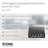 D-Link 5-Port Gigabit PoE+ Unmanaged/Plug and Play (60W Total PoE Budget 4xPort) Metal Compact Desktop Switch - (DGS-1005P) Metal 5-Port Gigabit POE