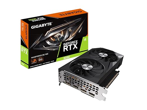 Gigabyte GeForce RTX 3060 WINDFORCE OC 12G Graphics Card, 2X WINDFORCE Fans, 12GB 192-bit GDDR6, GV-N3060WF2OC-12GD Video Card