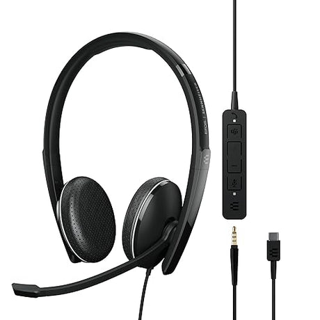 EPOS | Sennheiser ADAPT 165T USB-C II (1000906) - Wired, Double-Sided Headset-3.5mm Jack/USB-C Connectivity, MS Teams Certified-UC Optimized-Superior Stereo Sound-Enhanced Comfort-Call Control - Black