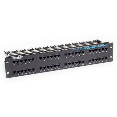 Black Box CAT5e Patch Panel, 2U, Unshielded, 48-Port - GigaBase