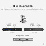 Plugable 8-in-1 USB C Hub for iPad with Stand, 100W Pass-Through Charging, USB C Docking Station for iPad, 1x HDMI, 2X USB, Audio, SD, Driverless, Compatible with Windows, iPadOS, Phones, Tablets