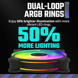 Cooler Master MasterFan MF120 Halo² 3in1 PC Case|Liquid Cooler|Air Cooler Fan, Dual Loop Gen 2 ARGB LEDs Rings, Dynamic PWM 120mm 2,050 RPM, Air Balance Blades, Hybrid Frame (MFL-B2DN-213P2-R2)