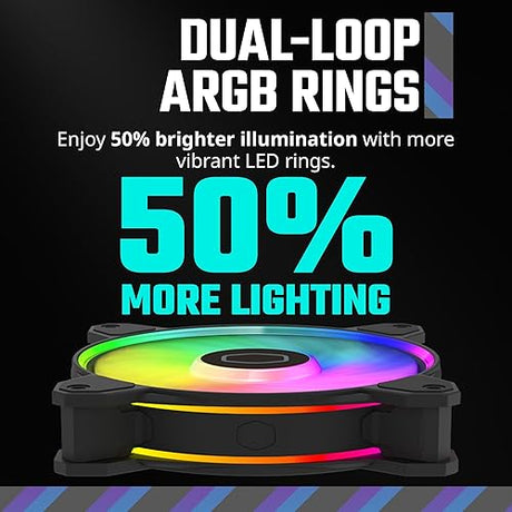 Cooler Master MasterFan MF120 Halo² 3in1 PC Case|Liquid Cooler|Air Cooler Fan, Dual Loop Gen 2 ARGB LEDs Rings, Dynamic PWM 120mm 2,050 RPM, Air Balance Blades, Hybrid Frame (MFL-B2DN-213P2-R2)