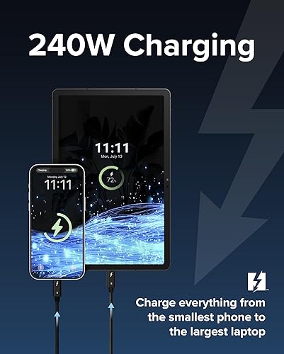 Plugable Thunderbolt 5 Cable with 80Gbps and 240W Charging | Thunderbolt Certified | Up to 120Gbps Bandwidth Boost | Compatible with Thunderbolt 4/3, USB4, USB C | 3.3ft (1M) Driverless (TBT5-240W1M)