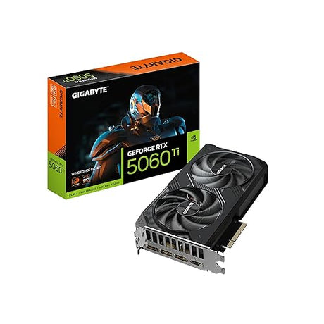 GIGABYTE GeForce RTX 5060 Ti WINDFORCE OC 16G Graphics Card, 16GB 128-bit GDDR7, PCIe 5.0, WINDFORCE Cooling System, GV-N506TWF2OC-16GD Video Card