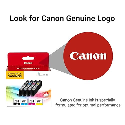 CanonInk 2091C005 Inkjet Printer Ink Cartridge CLI-281 BKCMY 4 Pack Ink