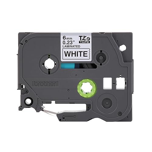 Brother Genuine TZe-211 Black on White Laminated Tape for TZe-Compatible P-Touch Label Makers, 6 mm Wide x 8 m Long
