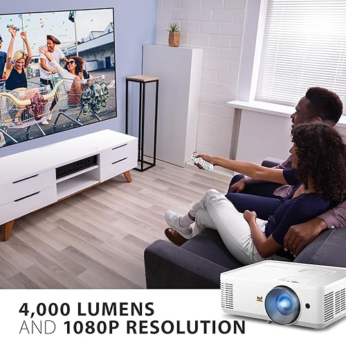 ViewSonic PA503HD 4000 Lumens High Brightness Projector with 1.1x Optical Zoom, USB, and HDMI inputs for Home and Office 1080p