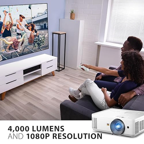 ViewSonic PA503HD 4000 Lumens High Brightness Projector with 1.1x Optical Zoom, USB, and HDMI inputs for Home and Office 1080p
